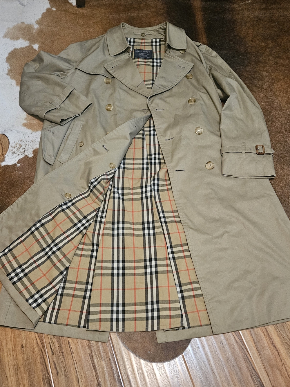 Vintage Burberrys Classic Beige Trench Coat Signature Check Lining Lg/XL Unisex